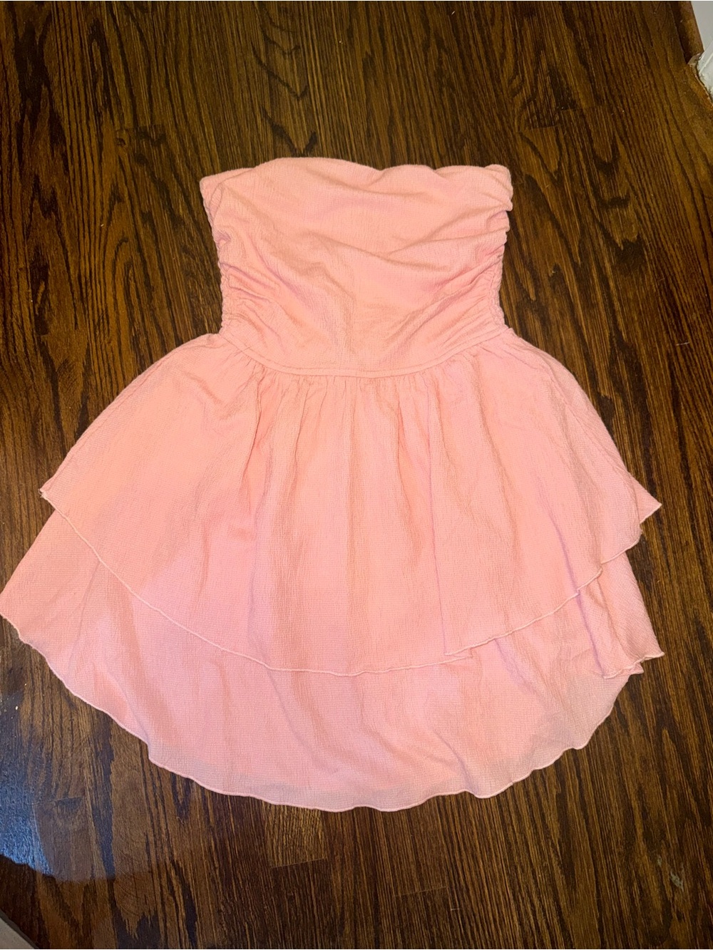 Strapless Blush Pink Tiered Summer Dress